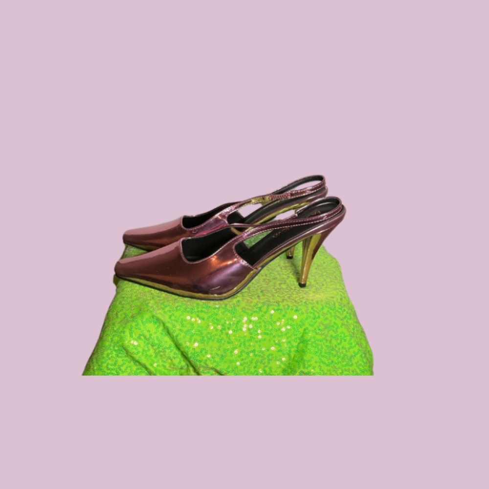 Pink Metallic Slingback Pumps